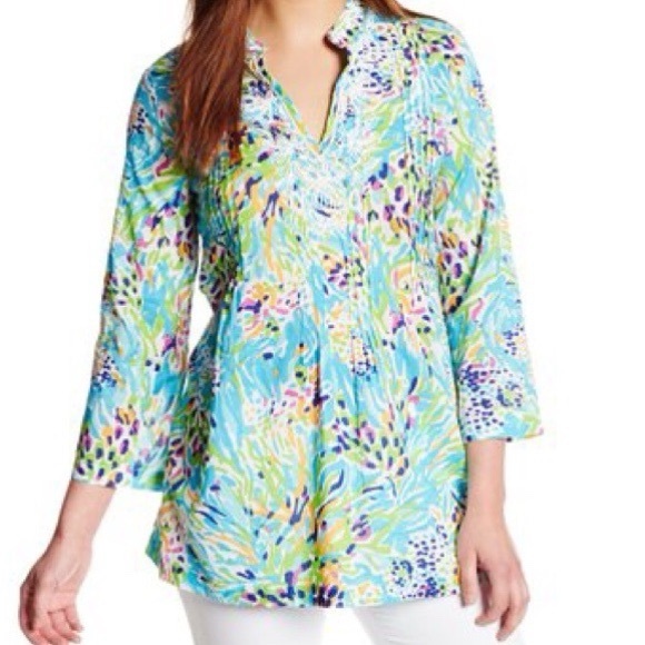 Lilly Pulitzer Tops - Lilly Pulitzer • Sarasota Sea Soirée Beaded Tunic Top